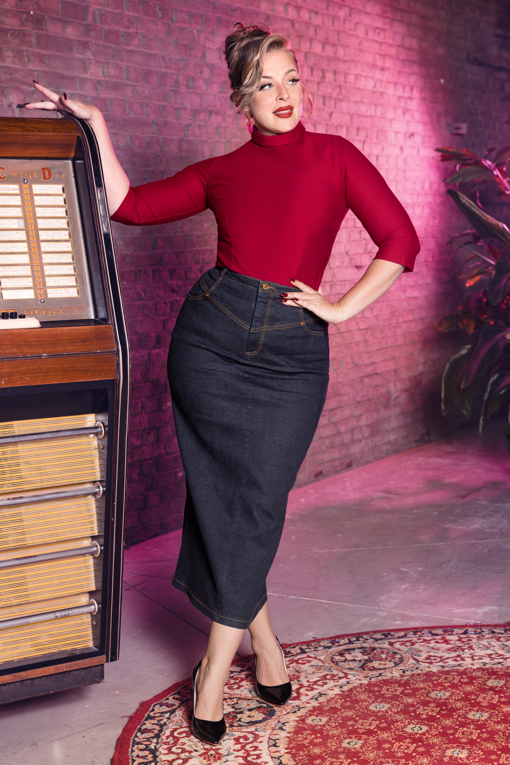 Rock-a-Booty - Topvintage exclusive ~ Maxime maxi rok in donker denim