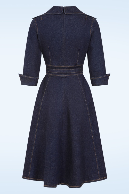 Rock-a-Booty - Topvintage exclusive ~ Lorelei swing jurk in donker denim 6