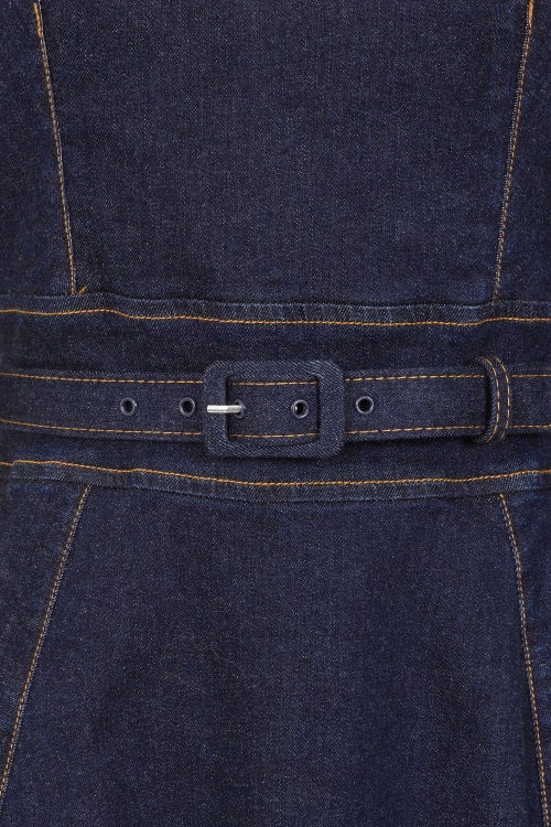 Rock-a-Booty - Topvintage exclusive ~ Lorelei swing jurk in donker denim 4