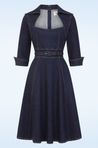 Rock-a-Booty - Topvintage exclusive ~ Lorelei swing jurk in donker denim 2