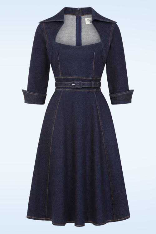 Rock-a-Booty - Topvintage exclusive ~ Lorelei swing jurk in donker denim 2