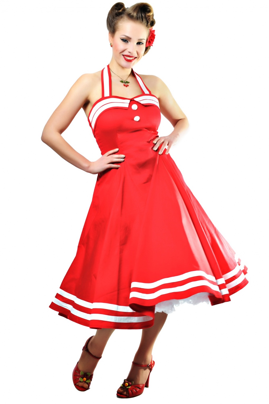 COLLECTIF 50s Sindy Doll Sailor red swing dress