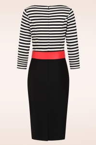 Rock-a-Booty - Dorene strepen pencil jurk in zwart en wit 5