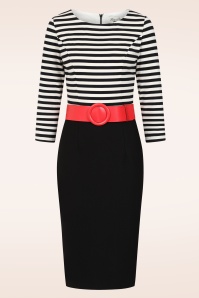 Rock-a-Booty - Dorene strepen pencil jurk in zwart en wit 2