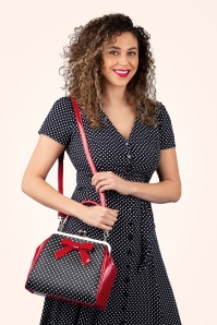 Banned Retro - Frances Polka Star tas in zwart en rood 2