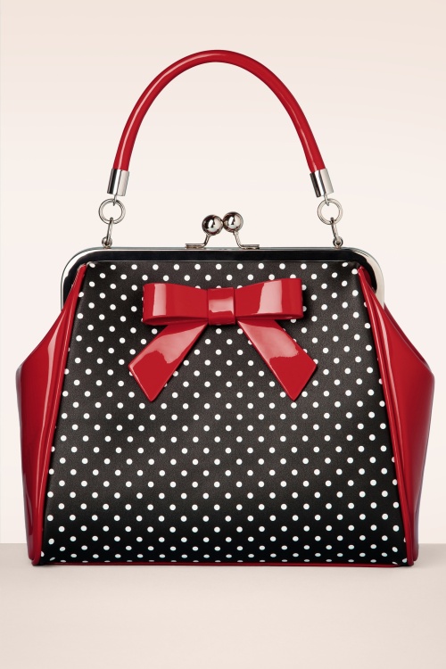 Banned Retro - Frances Polka Star tas in zwart en rood