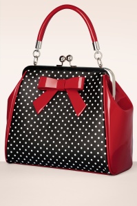 Banned Retro - Frances Polka Star tas in zwart en rood 3