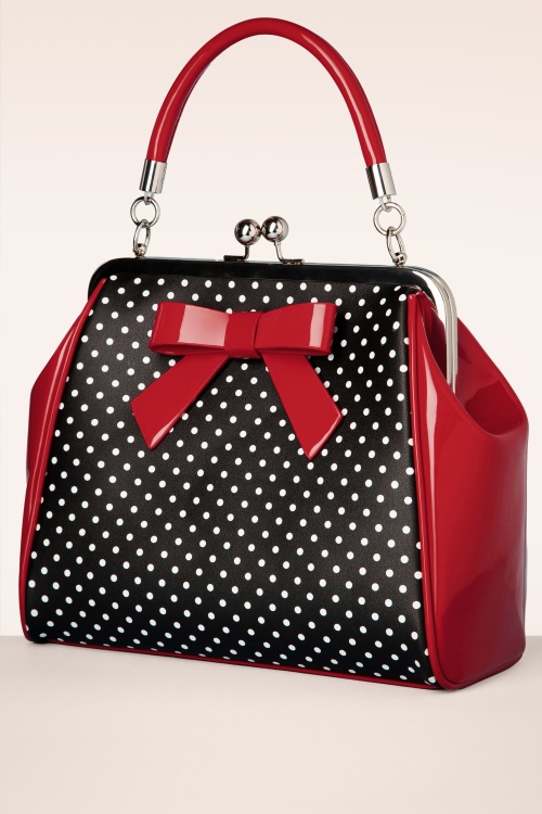 Banned Retro - Frances Polka Star tas in zwart en rood 3