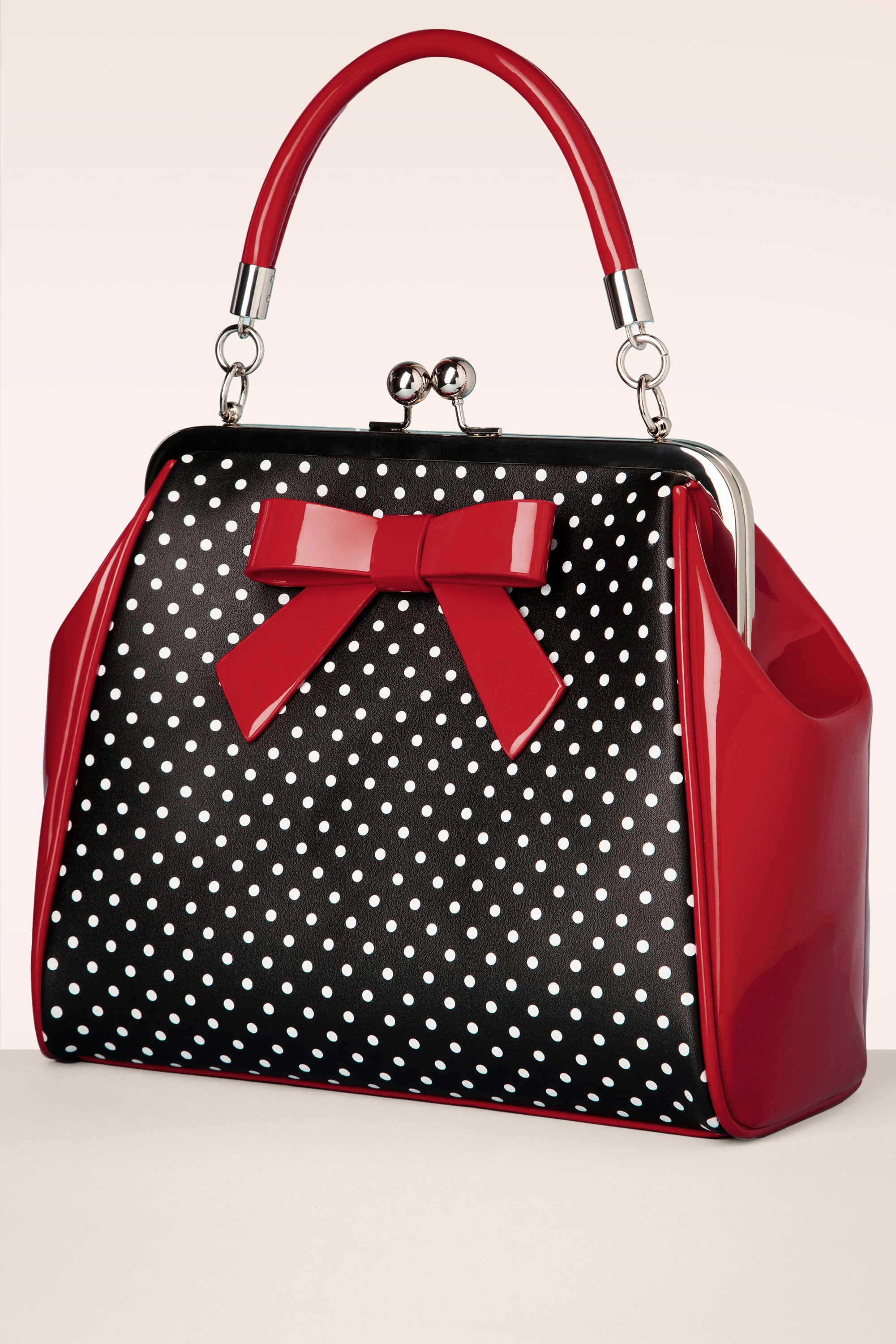 Banned Retro - Frances Polka Star tas in zwart en rood 3