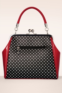 Banned Retro - Frances Polka Star tas in zwart en rood 4