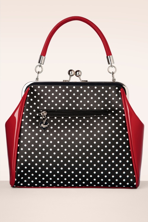 Banned Retro - Frances Polka Star tas in zwart en rood 4