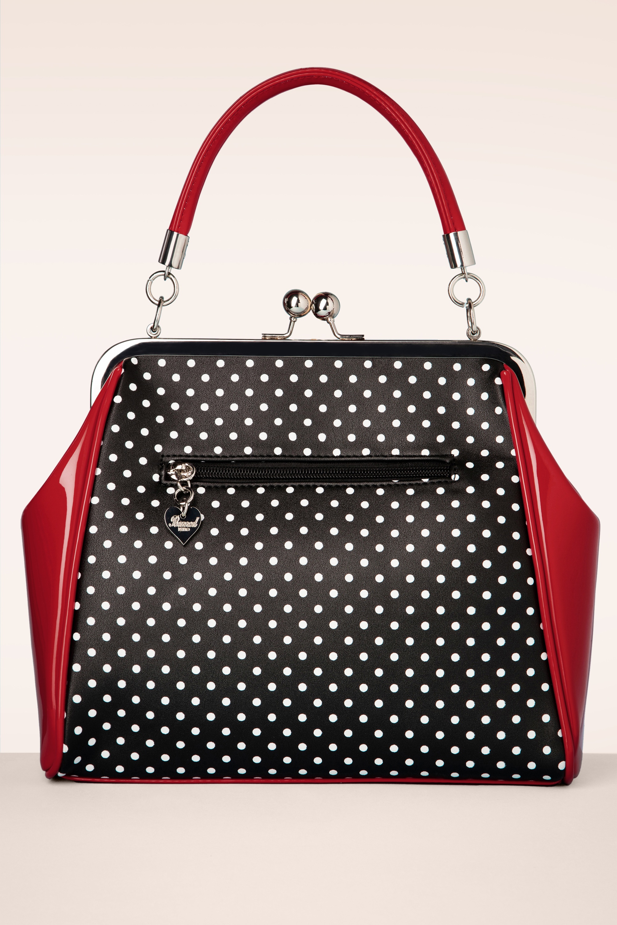 Banned Retro - Frances Polka Star tas in zwart en rood 4
