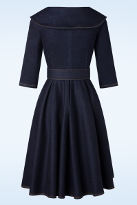 Rock-a-Booty - Topvintage exclusive ~ Loretta Lynn swing jurk in donker denim 5