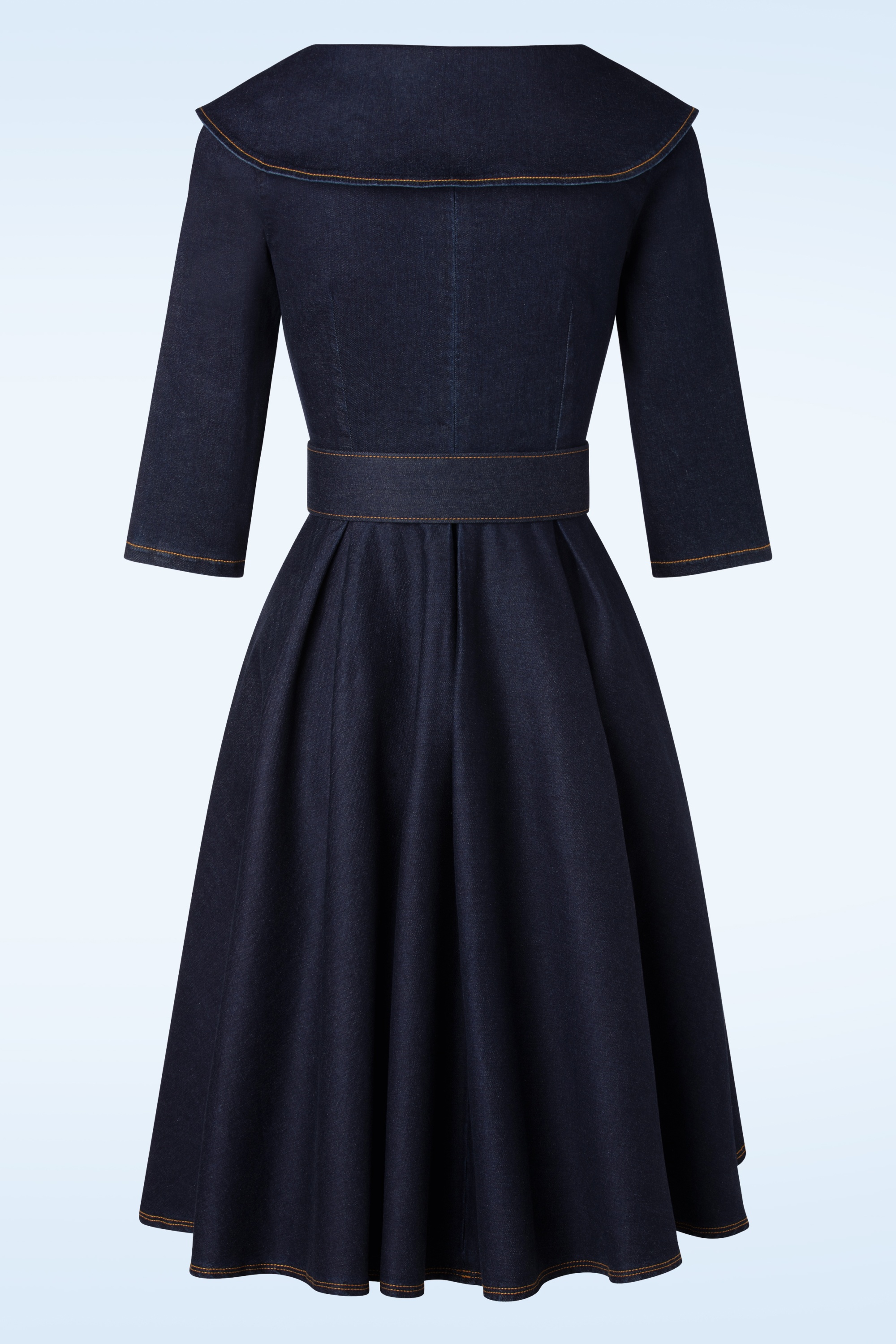 Rock-a-Booty - Topvintage exclusive ~ Loretta Lynn swing jurk in donker denim 5