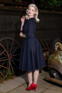 Rock-a-Booty - Topvintage exclusive ~ Loretta Lynn swing jurk in donker denim 4