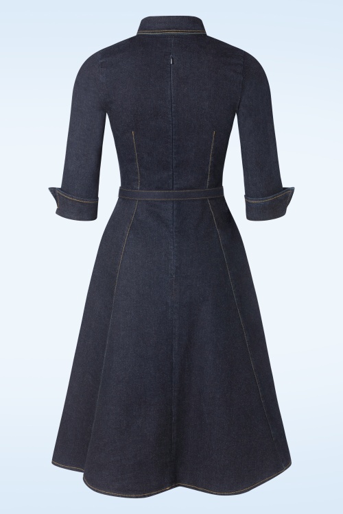 Rock-a-Booty - Topvintage exclusive ~ Gloria swing jurk in blauw 4