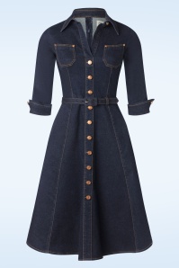 Rock-a-Booty - Topvintage exclusive ~ Gloria swing jurk in blauw 2