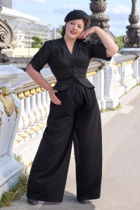 Miss Candyfloss - Chaima Lou Pinstripe jumpsuit in zwart