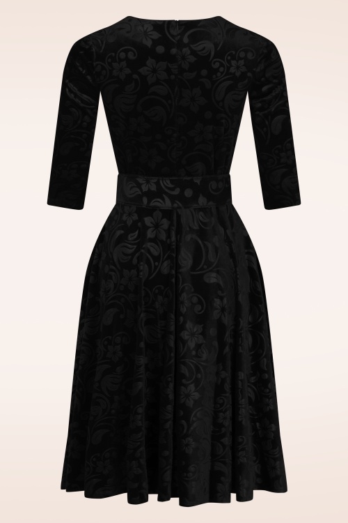 Topvintage Boutique Collection - Topvintage exclusive ~ Darlene Velvet swing jurk in zwart 4