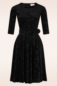 Topvintage Boutique Collection - Topvintage exclusive ~ Darlene Velvet swing jurk in zwart 2