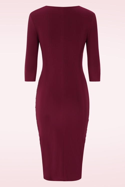 Vintage Chic for Topvintage - Topvintage exclusive ~ Rosalyn slinky pencil jurk in wijnrood 3