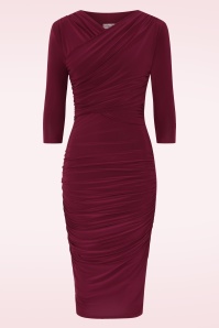 Vintage Chic for Topvintage - Topvintage exclusive ~ Rosalyn slinky pencil jurk in wijnrood