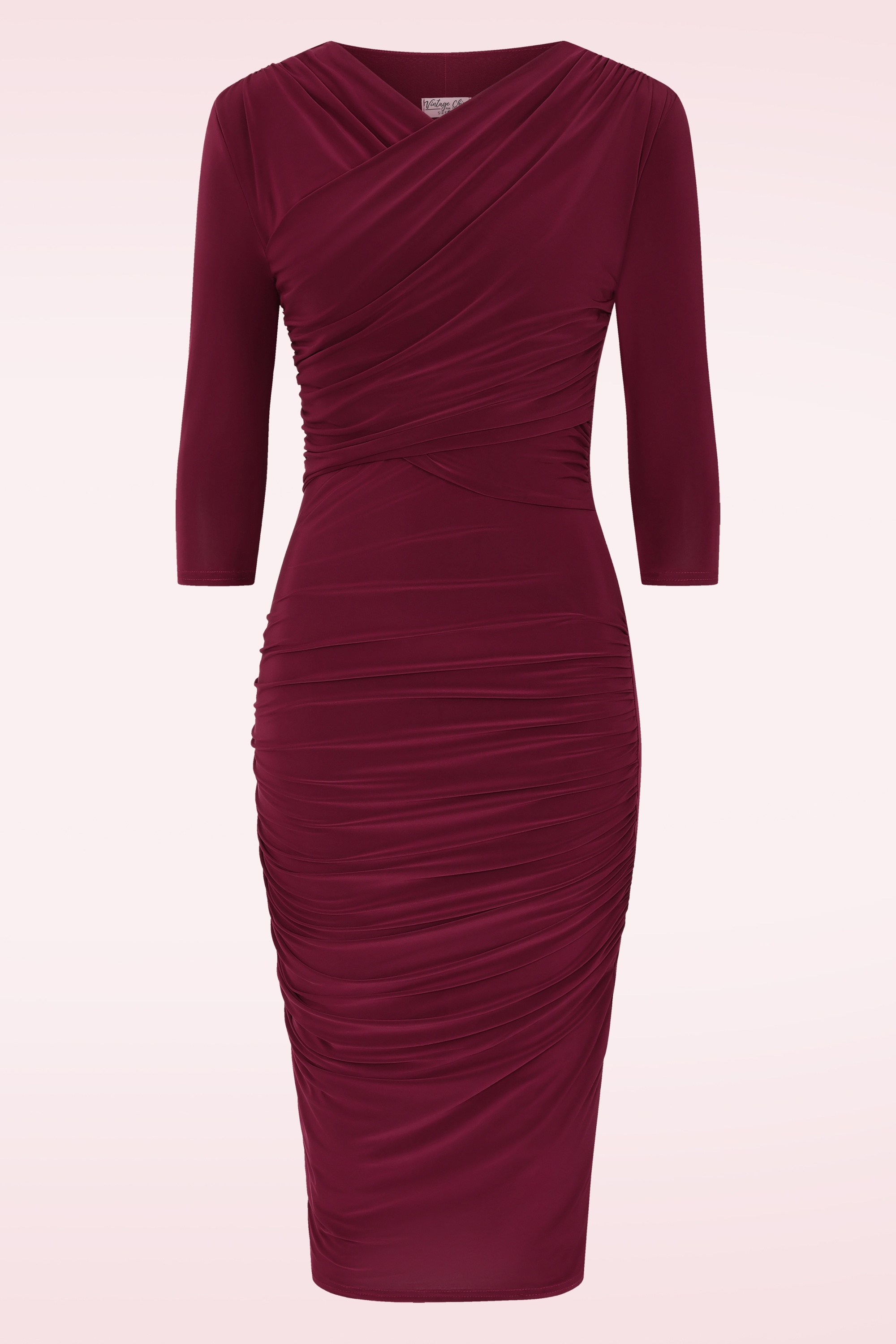 Vintage Chic for Topvintage - Topvintage exclusive ~ Rosalyn slinky pencil jurk in wijnrood