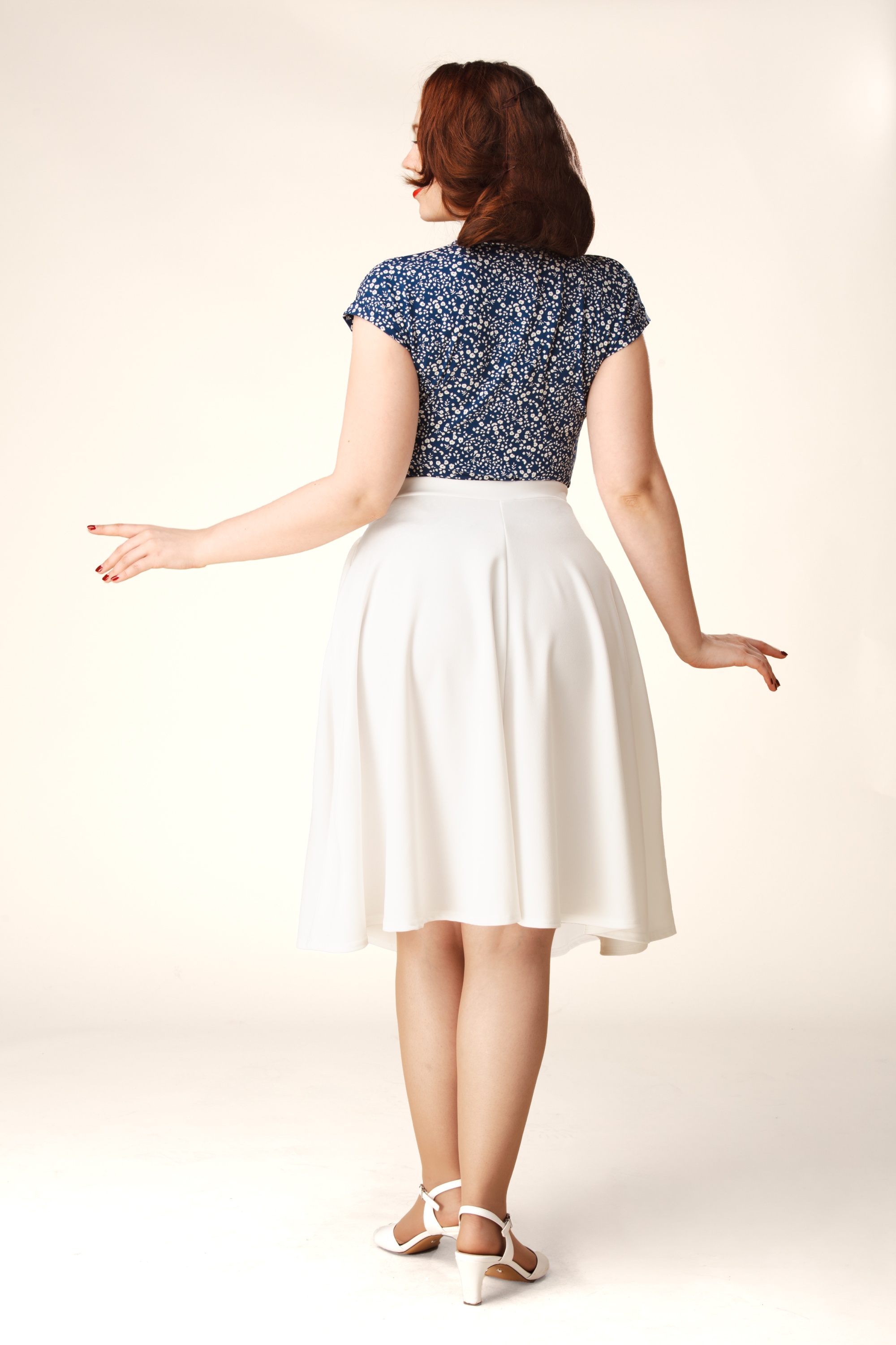 Vintage Chic for Topvintage - Topvintage exclusive ~ Sheila swing rok in gebroken wit 3