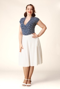 Vintage Chic for Topvintage - Topvintage exclusive ~ Sheila swing rok in gebroken wit