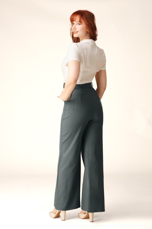 Vintage Chic for Topvintage - Topvintage exclusive ~ Sasha Pinstripe pantalon in lichtgrijs  4