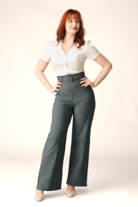 Vintage Chic for Topvintage - Topvintage exclusive ~ Sasha Pinstripe pantalon in lichtgrijs 