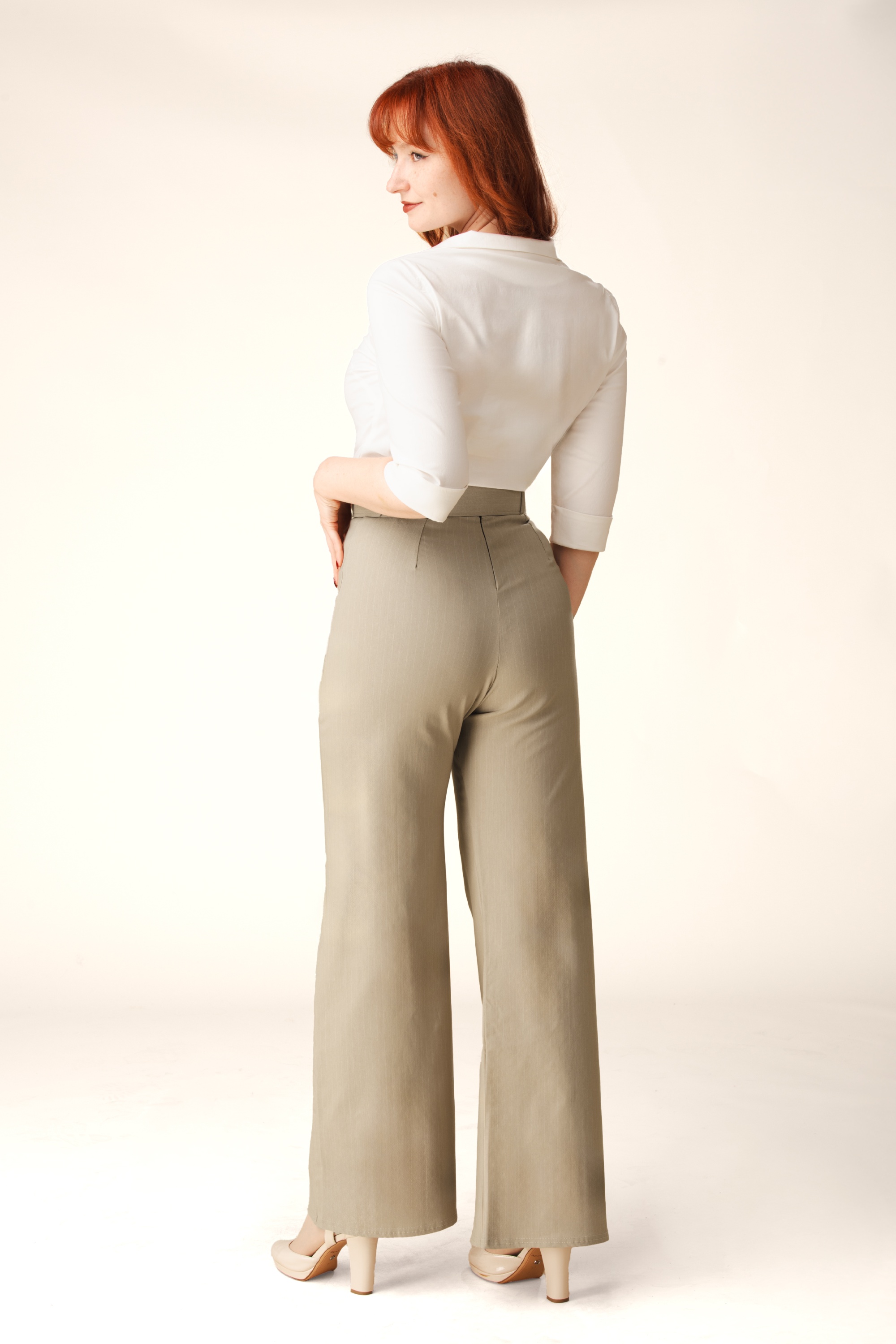 Vintage Chic for Topvintage - Topvintage exclusive ~ Sasha Pinstripe pantalon in beige 3