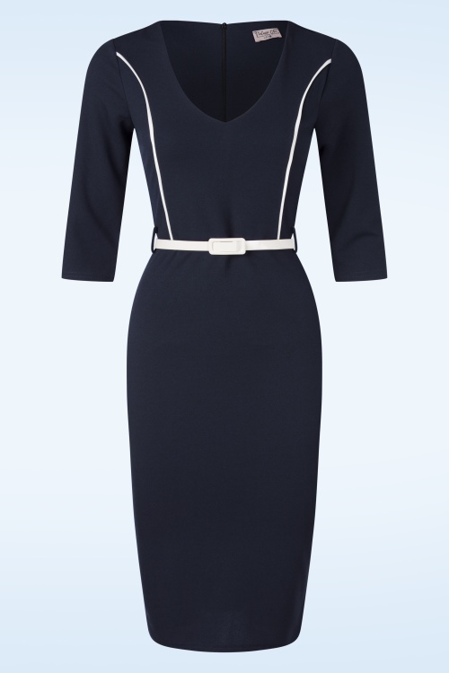 Vintage Chic for Topvintage - Topvintage exclusive ~ Betty penci jurk in navy 2