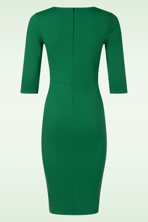 Vintage Chic for Topvintage - Topvintage exclusive ~ Yvette pencil jurk in smaragdgroen 5
