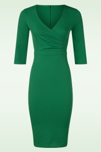 Vintage Chic for Topvintage - Topvintage exclusive ~ Yvette pencil jurk in smaragdgroen 2