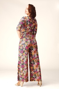 Vintage Chic for Topvintage - Topvintage exclusive ~ Savannah Floral jumpsuit in marineblauw 3