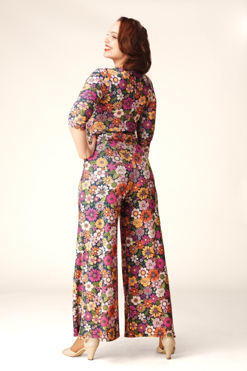 Vintage Chic for Topvintage - Topvintage exclusive ~ Savannah Floral jumpsuit in marineblauw 3