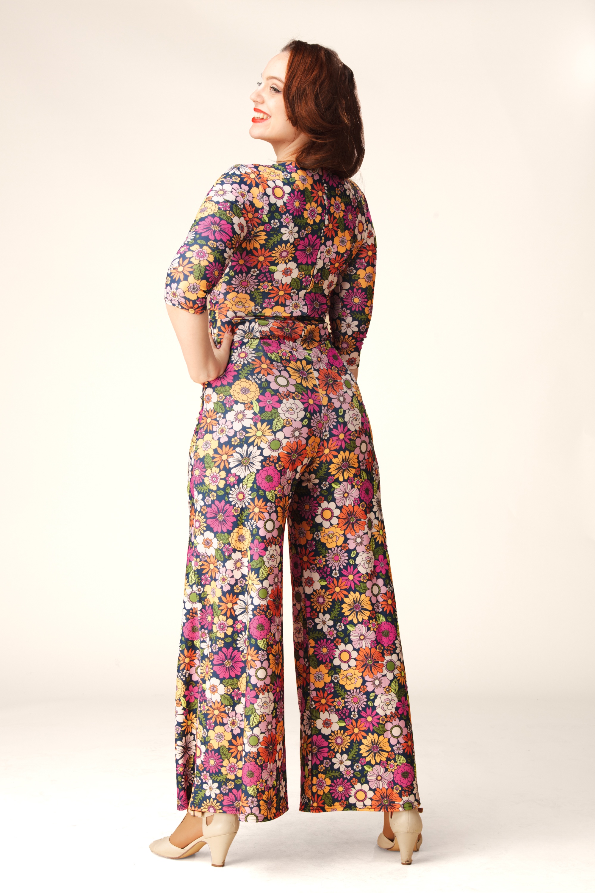 Vintage Chic for Topvintage - Topvintage exclusive ~ Savannah Floral jumpsuit in marineblauw 3