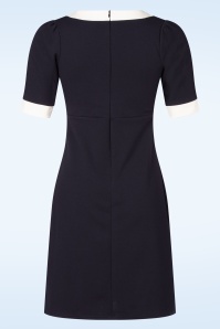Vintage Chic for Topvintage - Topvintage exclusive ~ Aurora a-lijn jurk in marineblauw en wit 5