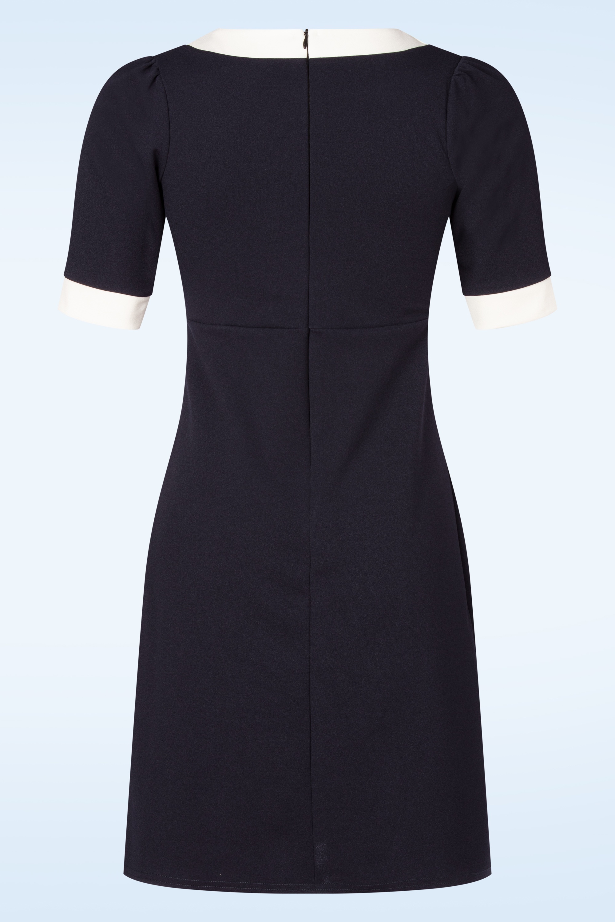 Vintage Chic for Topvintage - Topvintage exclusive ~ Aurora a-lijn jurk in marineblauw en wit 5