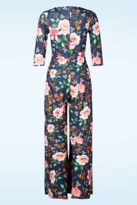 Vintage Chic for Topvintage - Topvintage exclusive ~ Savannah Floral and Berry jumpsuit in marineblauw  3