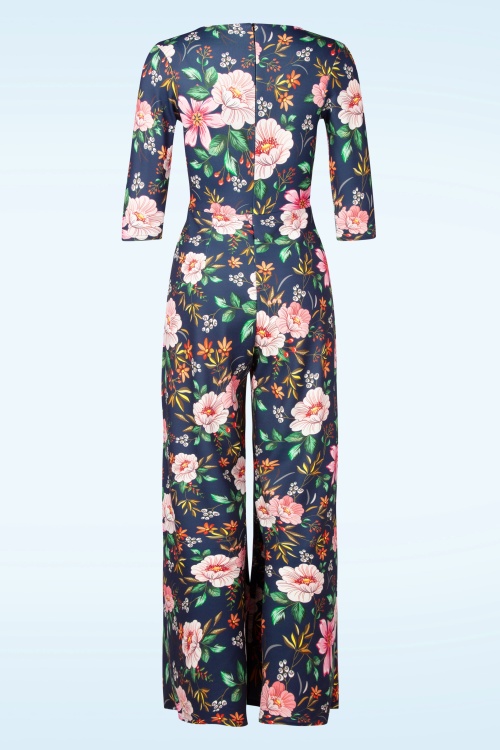 Vintage Chic for Topvintage - Topvintage exclusive ~ Savannah Floral and Berry jumpsuit in marineblauw  3
