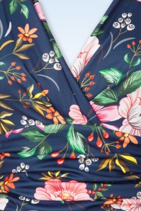 Vintage Chic for Topvintage - Topvintage exclusive ~ Savannah Floral and Berry jumpsuit in marineblauw  2