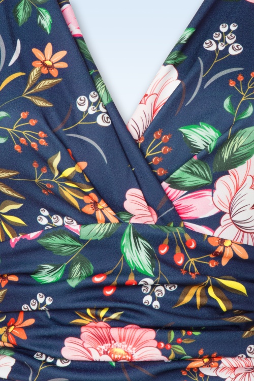 Vintage Chic for Topvintage - Topvintage exclusive ~ Savannah Floral and Berry jumpsuit in marineblauw  2