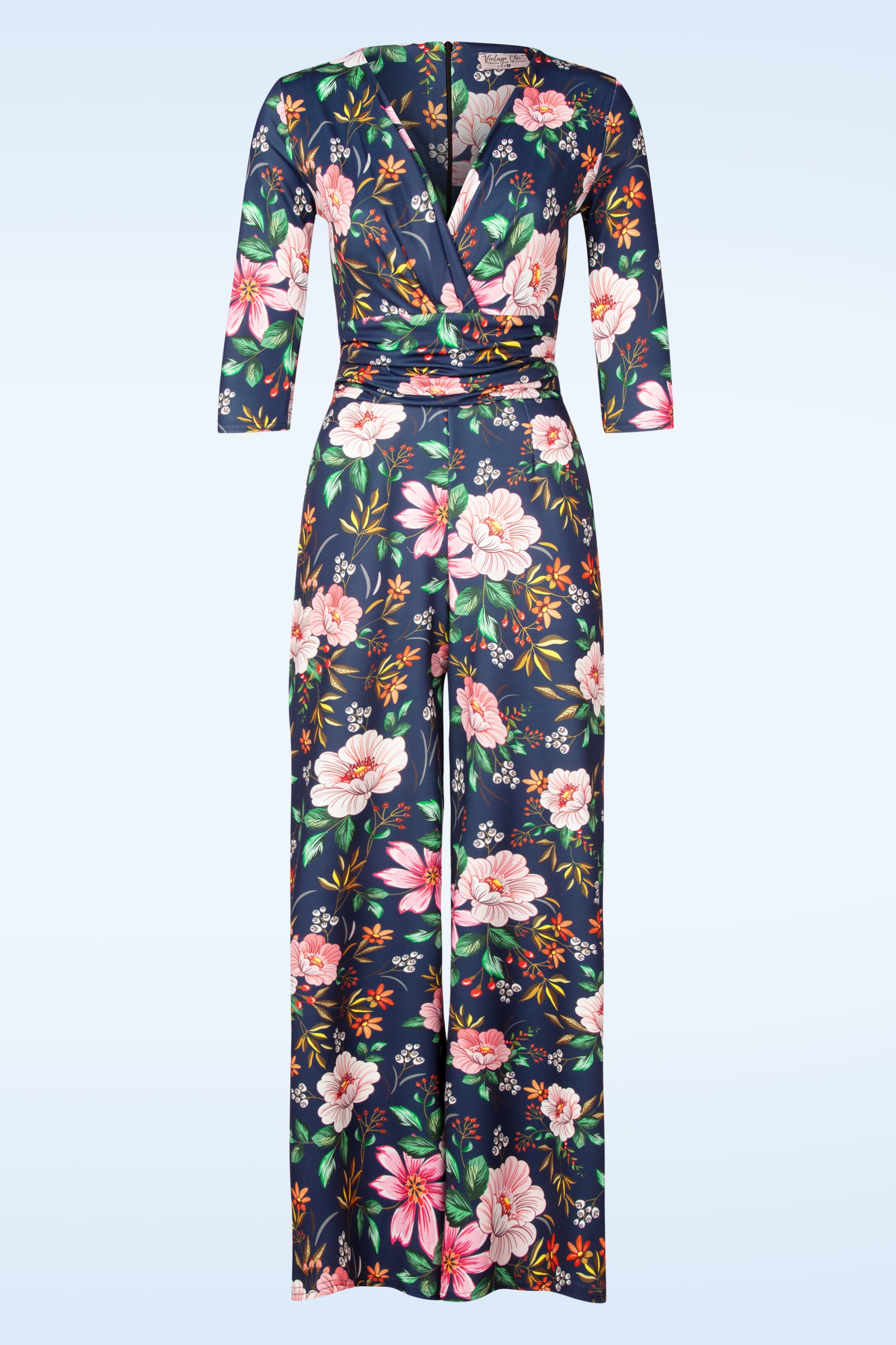 Vintage Chic for Topvintage - Topvintage exclusive ~ Savannah Floral and Berry jumpsuit in marineblauw 