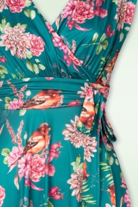 Vintage Chic for Topvintage - Topvintage exclusive ~ Aria Floral swing jurk in teal 2