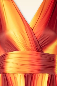 Vintage Chic for Topvintage - Topvintage exclusive ~ Sadie Faded Stripes swing jurk in oranje en geel 2