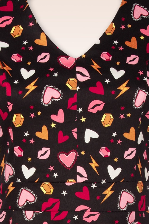 Topvintage Boutique Collection - Topvintage exclusive ~ Heartsy swing jurk in zwart 5