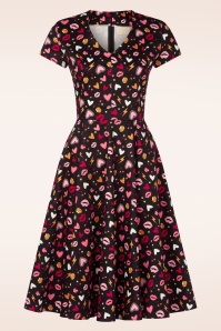 Topvintage Boutique Collection - Topvintage exclusive ~ Heartsy swing jurk in zwart 2