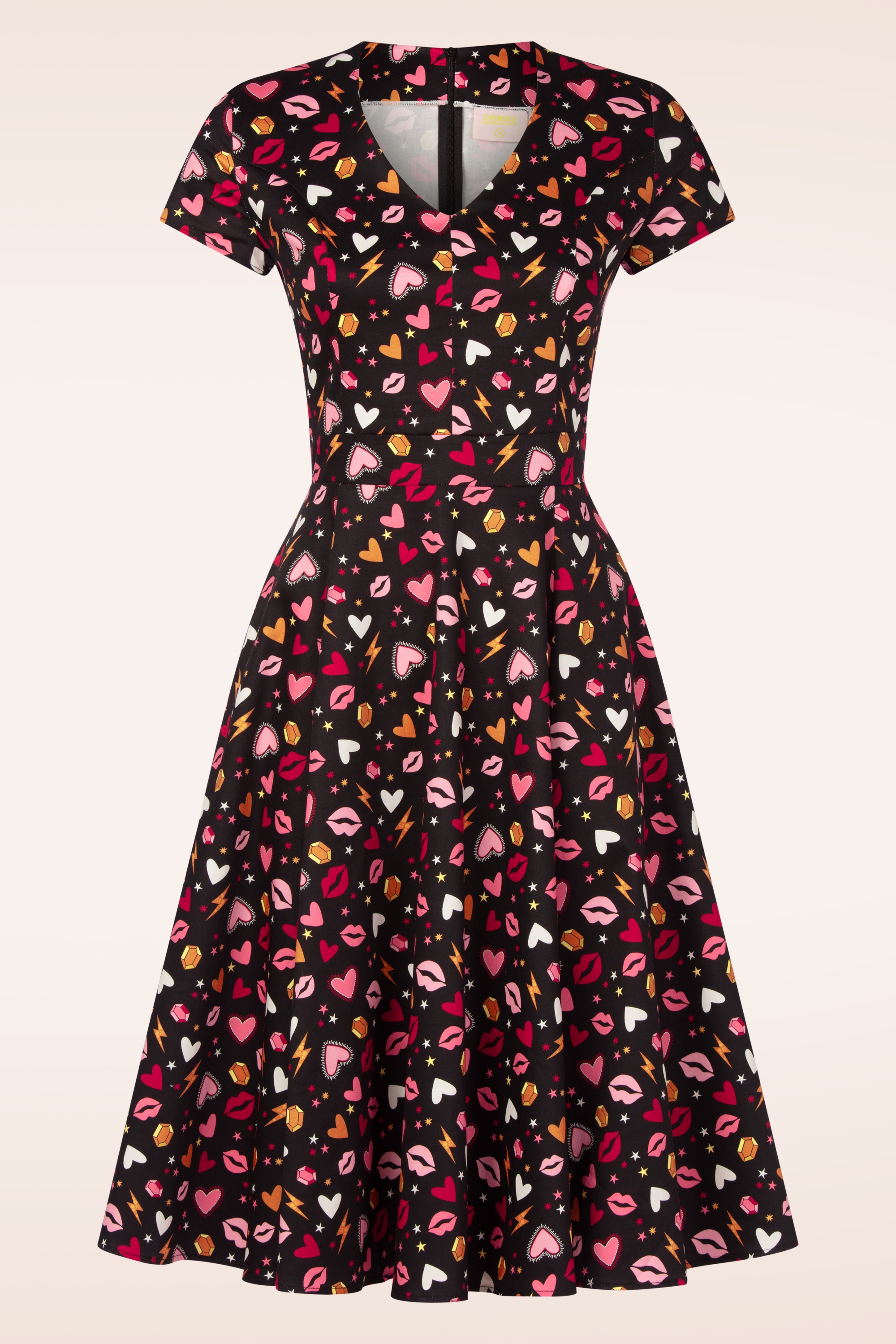Topvintage Boutique Collection - Topvintage exclusive ~ Heartsy swing jurk in zwart 2